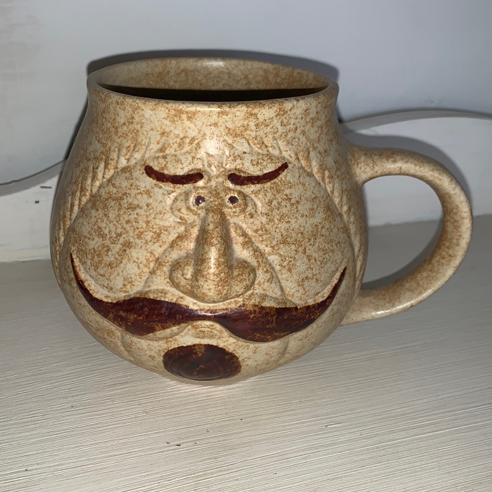 Large Vintage Pottery Face Mug